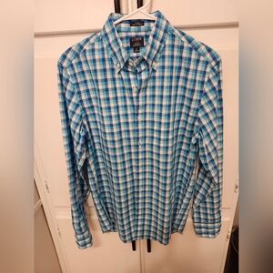 J.Crew Blue And White Plaid Men's Button Down Shirt Size Small